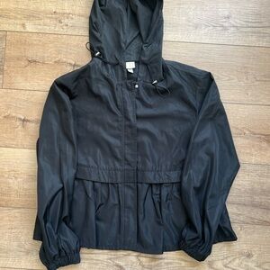 Black Hooded Rain Jacket